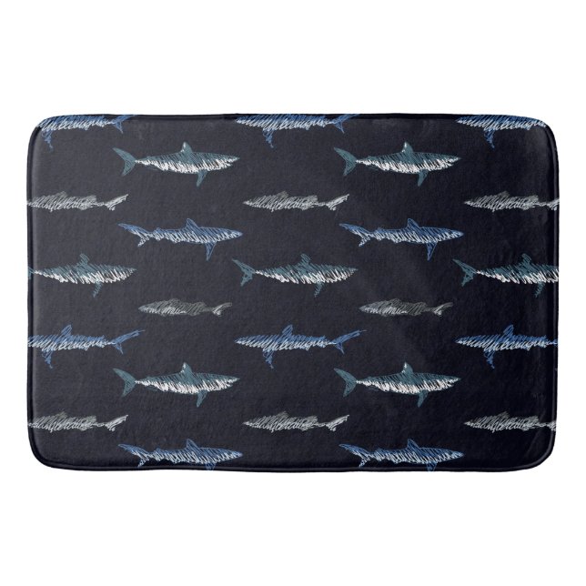 Shark Invasion Pattern Bath Mat (Front)