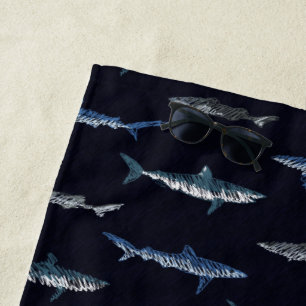 Shark Invasion Pattern Beach Towel