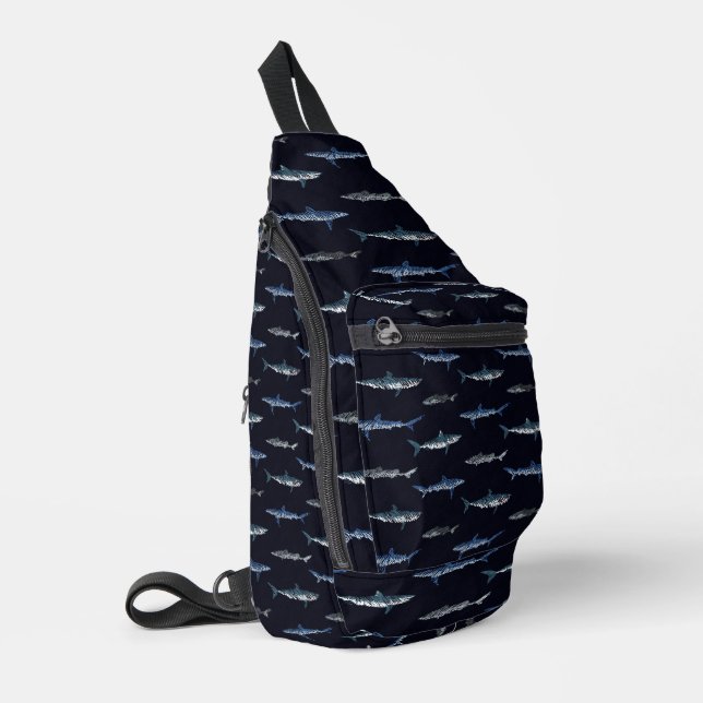 Shark Invasion Pattern Sling Bag (Left Corner)
