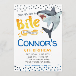 Shark Invitation, Pool Birthday Party Invitation