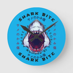 shark japanese style art cool  round clock