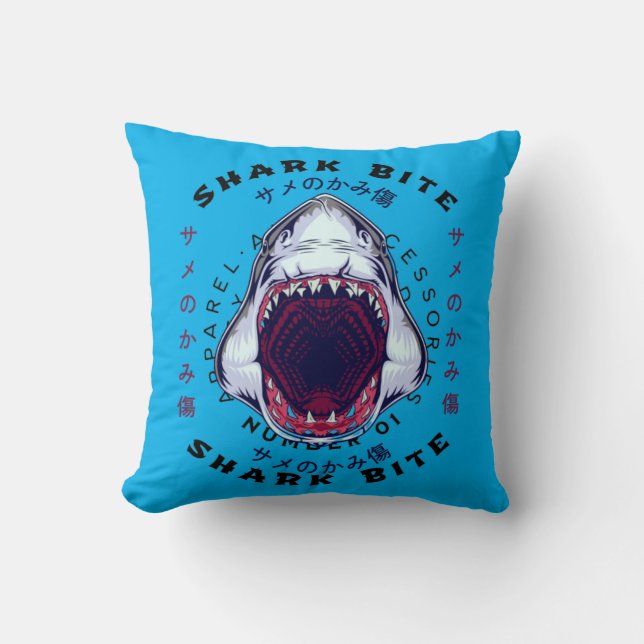 shark japanese style art cool  throw pillow (Front)
