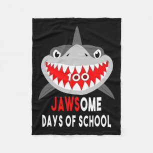 Shark Jawesome 100 Days School Cute Fun Gift Outfi Fleece Blanket