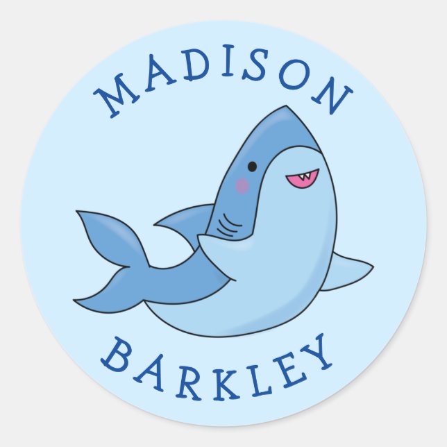 Shark Kid's Cute Kawaii Envelope Seal Stickers (Front)