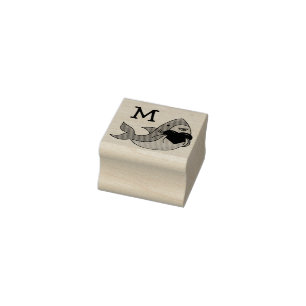 Shark Kid's Cute Kawaii Monogram Initial Rubber Stamp