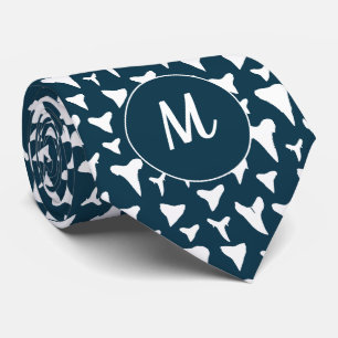 Shark Lover and Marine Biologist Monogram Teeth Tie