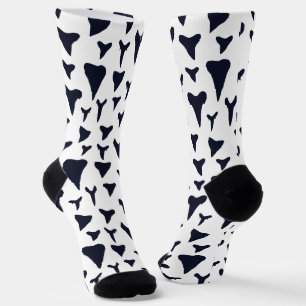 Shark Lover Blue White Sharks Teeth Patterned Socks