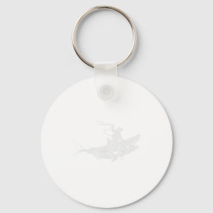 Shark Lover Rodeo Cowboy Riding Great White Vintag Keychain