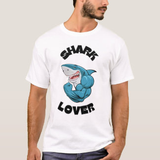 Shark Lover Strong Muscle Design T-Shirt