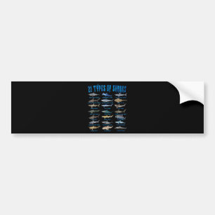 Shark Lovers 21 Types Of Sharks Ocean Animal Bumper Sticker