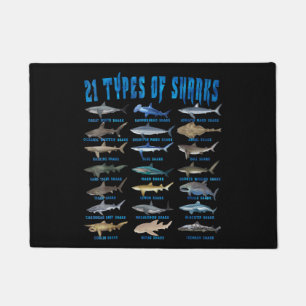 Shark Lovers 21 Types Of Sharks Ocean Animal Doormat