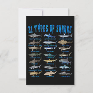 Shark Lovers 21 Types Of Sharks Ocean Animal RSVP Card