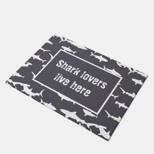 Shark Lovers Live Here Underwater Sea Creatures Doormat (Angled)