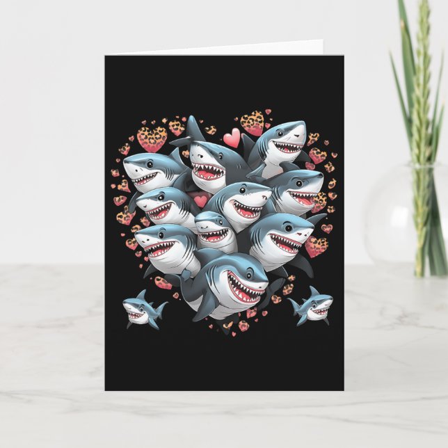 Shark Lovers Marine Divers Sharks Forming A Heart  Card (Front)