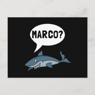 Shark Marco Polo Ocean Vacation Funny Postcard