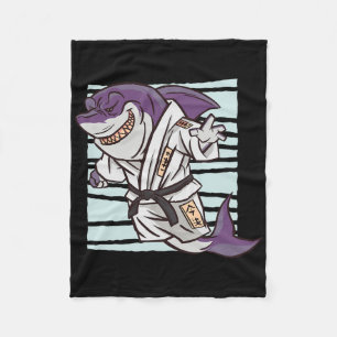 Shark Martial Arts Fighter Funny Karate Cartoon Gr Fleece Blanket