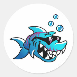 Shark, Meet Me at the Beach, Funny, Classic Round Sticker