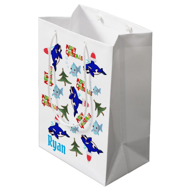 Shark Merry Christmas Gift Bags (Back Angled)