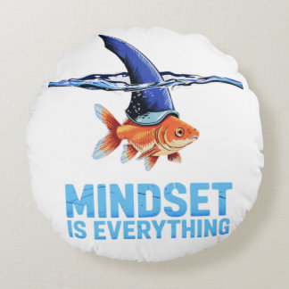 "Shark Mindset Goldfish – Inspirational Motivation Round Pillow