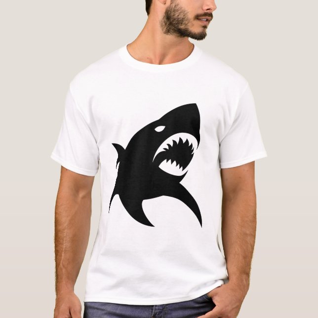 Shark Minimalist Flat Logo Modern T-Shirt (Front)
