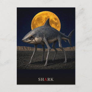 Shark Monocle gothic Surreal Postcard