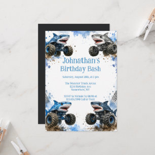 Shark Monster Truck Birthday Bash Invitation