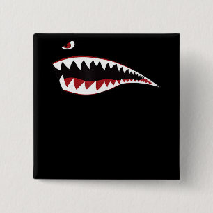 Shark Mouth Art Symbol - Gift For Shark Lover 2 Inch Square Button