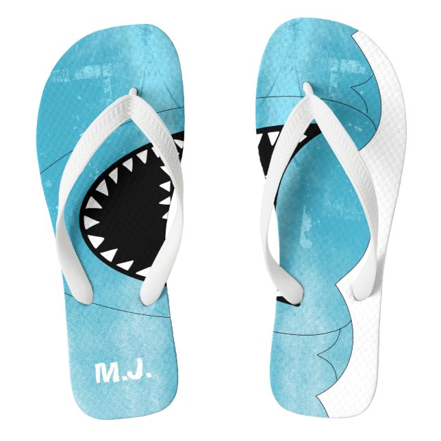 Shark Mouth Wave Monogram Illustration Flip Flops (Footbed)