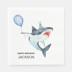 Shark Napkins - Editable Number - Birthday napkins