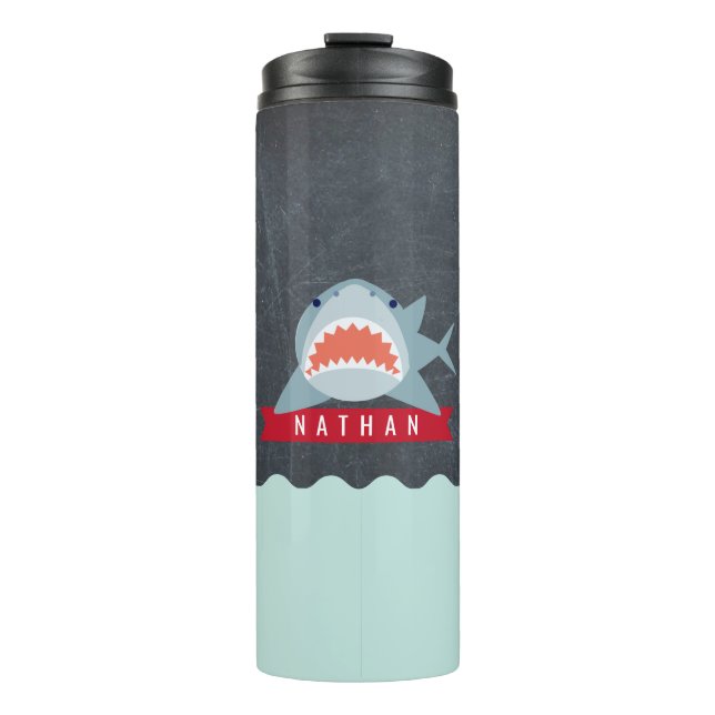 Shark Navy Blue Under the Water Thermal Tumbler (Front)