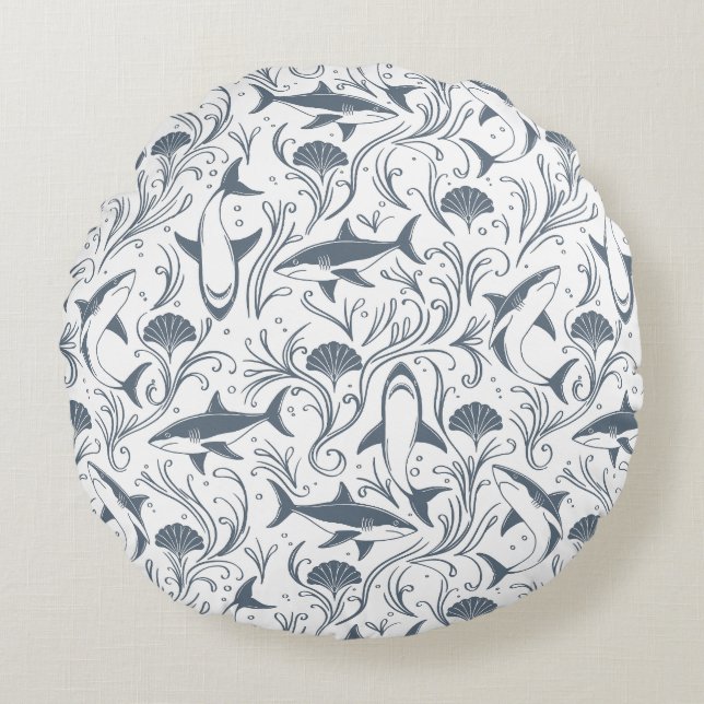 Shark Nouveau  Round Pillow (Front)