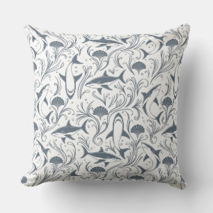 Shark Nouveau Throw Pillow
