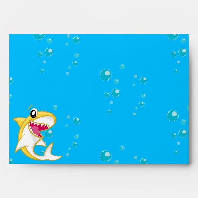 Shark Ocean Kids Yellow Any Age Birthday Envelope (Front)