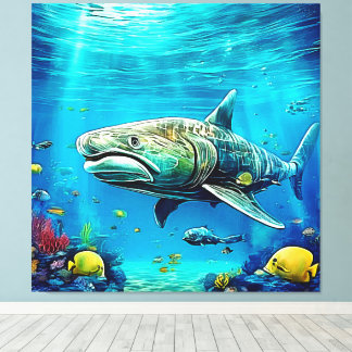 Shark Ocean Predator Art Canvas Print
