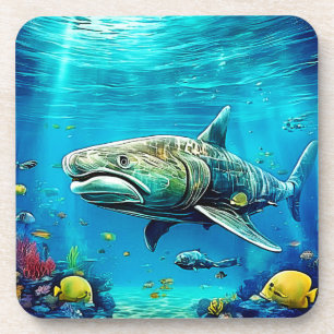 Shark Ocean Predator Art Coaster