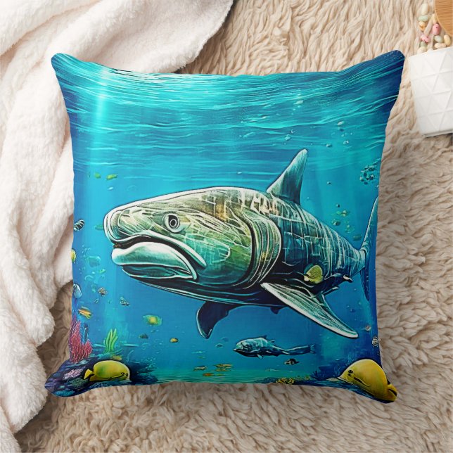 Shark Ocean Predator Art Throw Pillow (Blanket)