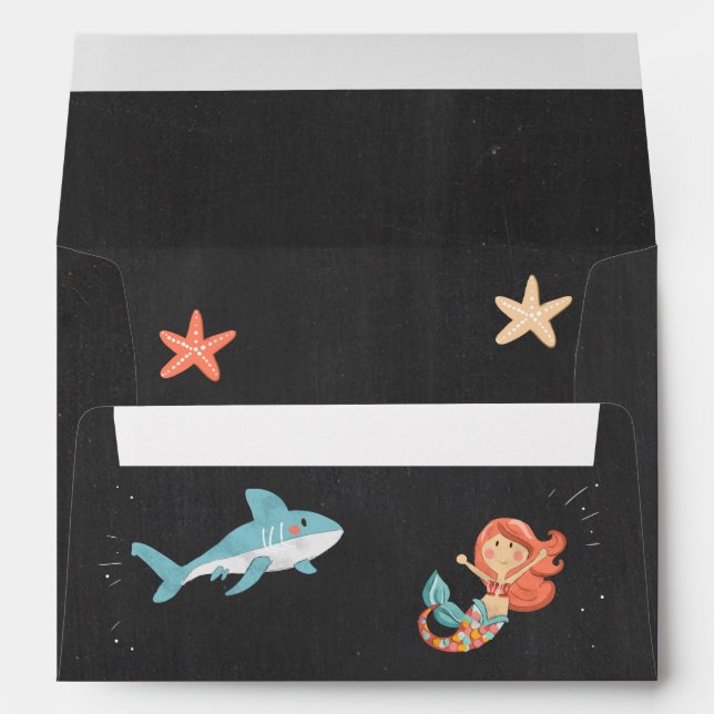 Shark or Mermaid Birthday Envelope Pool Party (Back (Bottom))