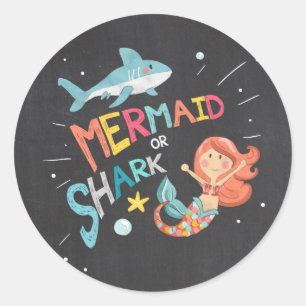 Shark or Mermaid Sticker Favour Tags Pool Party