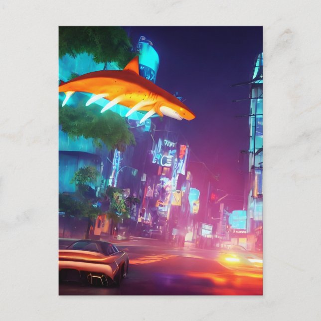 Shark Over the City Postcard (Front)