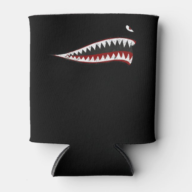 Shark P-40 Warhawk Nose Art Wwii Ww2 Airplane Can Cooler (Front)