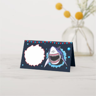 Shark party food labels Shark Place cards