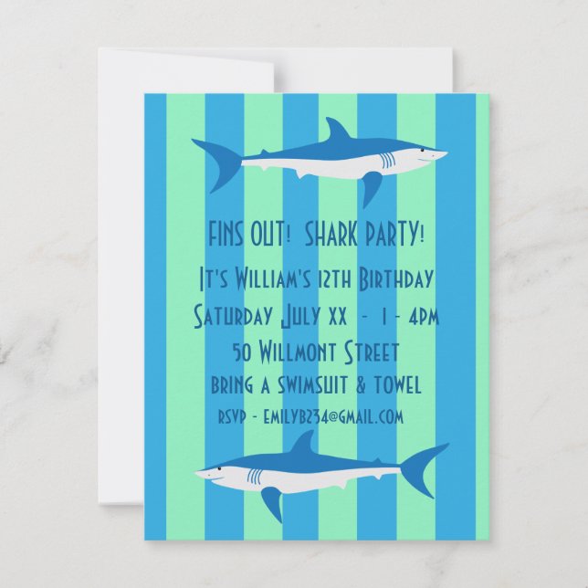 Shark Party Invitation (Front)