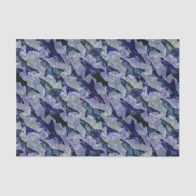 Shark Pattern in Purple and Blue Tissue Paper (Front)