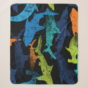 Shark pattern, modern urban sherpa blanket