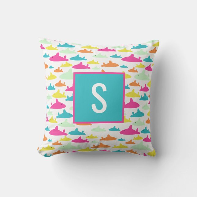 Shark Pattern Throw Pillow (Front)