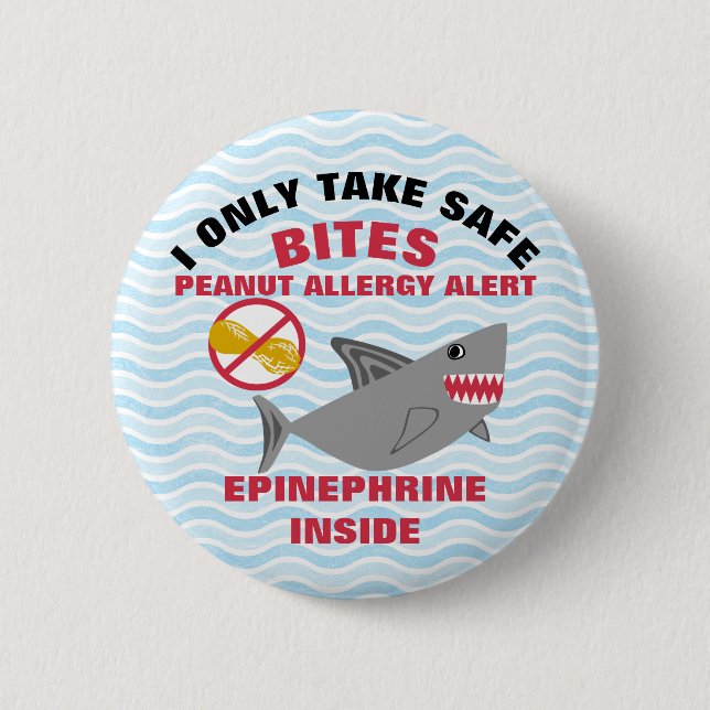 Shark Peanut Allergy Alert Personalized 2 Inch Round Button (Front)