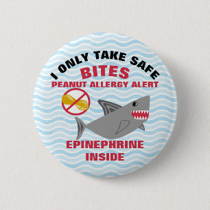 Shark Peanut Allergy Alert Personalized 2 Inch Round Button