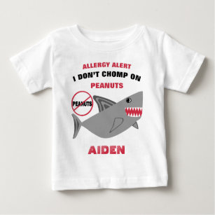 Shark Peanut Allergy Alert Personalized Kids Baby T-Shirt