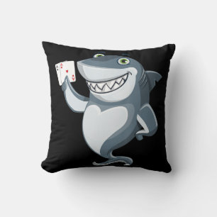 Shark Poker Player - Funny Shark Gifts Throw Pillow