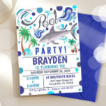 Shark Pool Party Invitation Boy Pool Party Invites<br><div class="desc">Shark Pool Party Invitations!</div>